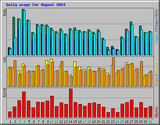 Daily usage for August 2024